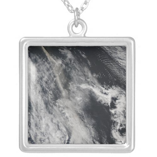 Satellite view of an ash plume 2 silver plated necklace