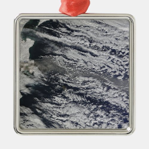 Satellite view of an ash plume 3 metal ornament