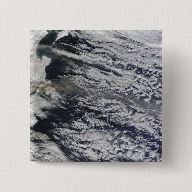 Satellite view of an ash plume 3 pinback button (Front)