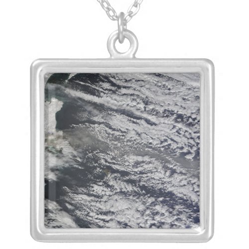 Satellite view of an ash plume 3 silver plated necklace