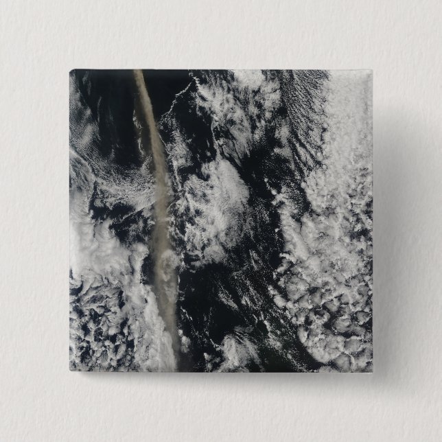 Satellite view of an ash plume pinback button (Front)