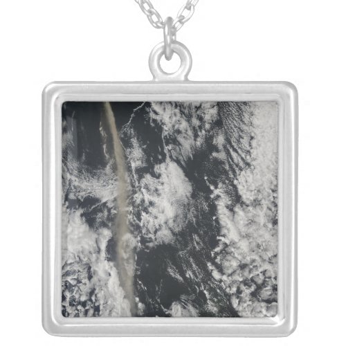 Satellite view of an ash plume silver plated necklace