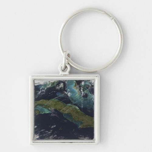 Satellite view of Cuba Keychain