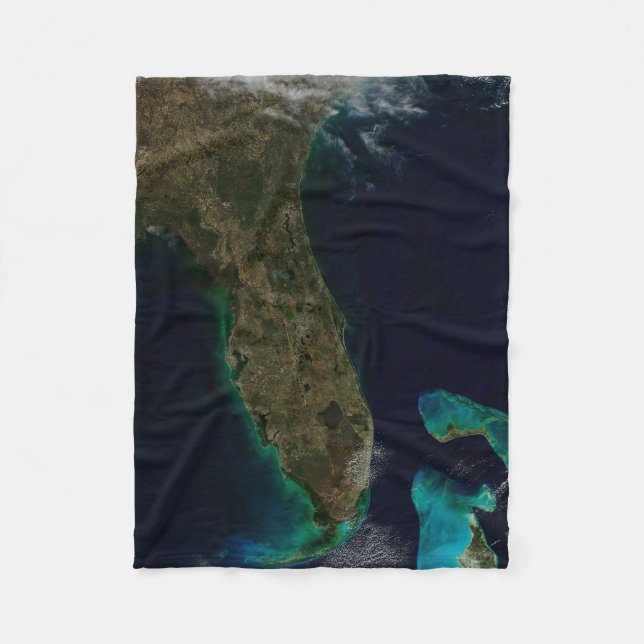 Satellite View Of Florida. Fleece Blanket (Front)
