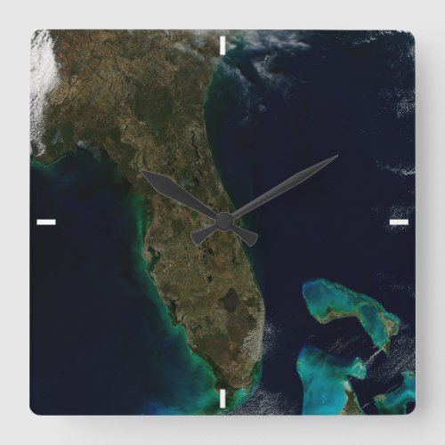 Satellite View Of Florida Square Wall Clock