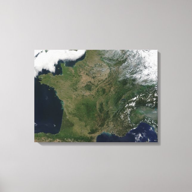Satellite view of France Canvas Print (Front)