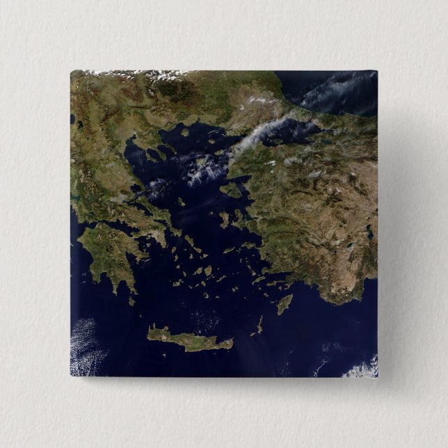 Satellite view of Greece and Turkey Pinback Button (Front)