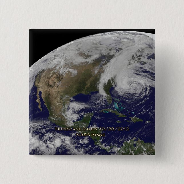 Satellite View of Hurricane Sandy Button (Front)