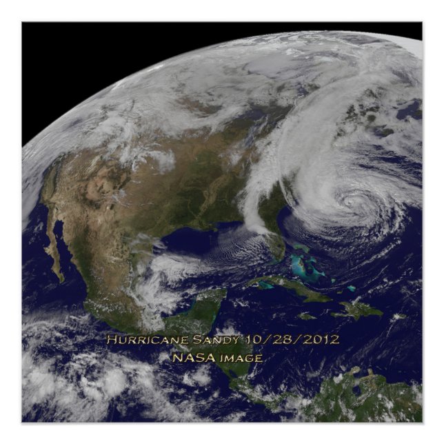 Satellite View of Hurricane Sandy Poster (Front)