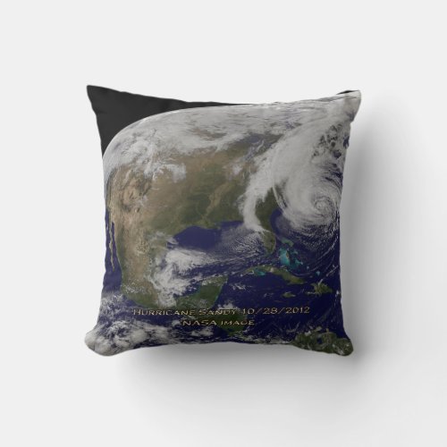 Satellite View of Hurricane Sandy Throw Pillow