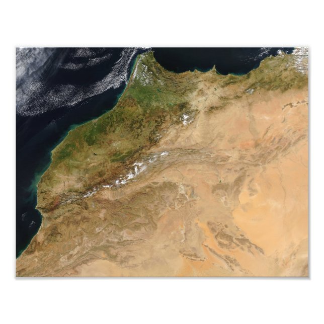 Satellite view of Morocco Photo Print (Front)