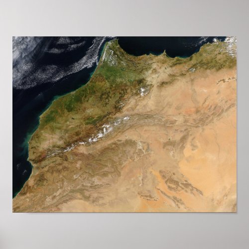 Satellite view of Morocco Poster