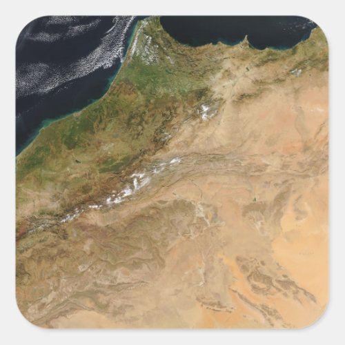 Satellite view of Morocco Square Sticker