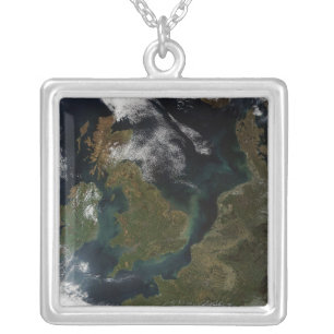 Satellite view of Northern Europe Silver Plated Necklace