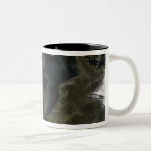 Satellite view of Northern Europe Two-Tone Coffee Mug