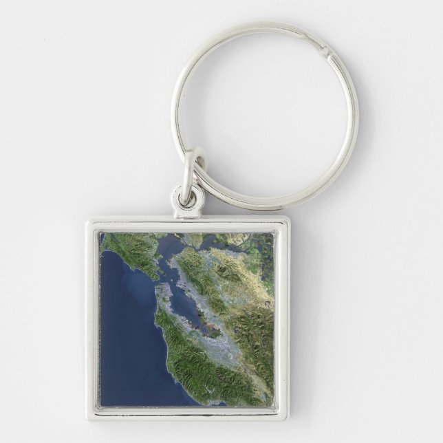 Satellite view of San Francisco, California Keychain (Front)