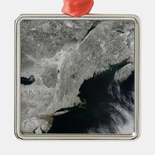 Satellite view of snow metal ornament (Front)
