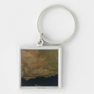 Satellite view of South Africa Keychain