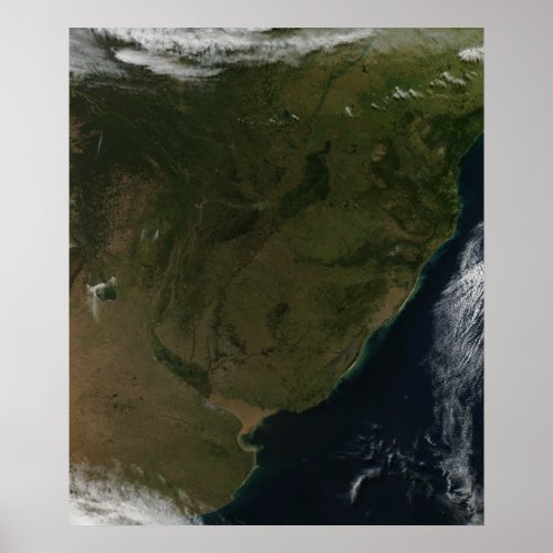Satellite view of South America Poster