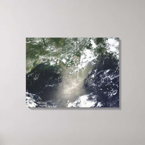 Satellite view of streaks and ribbons of oil canvas print