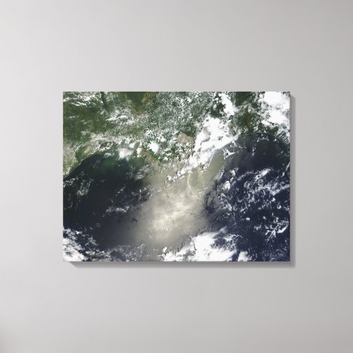 Satellite view of streaks and ribbons of oil canvas print