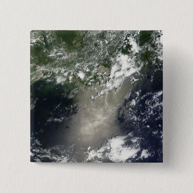 Satellite view of streaks and ribbons of oil pinback button (Front)