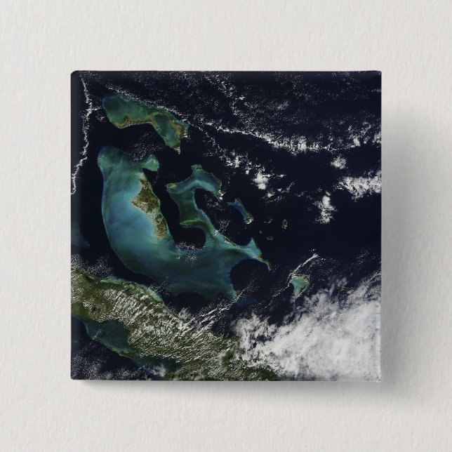 Satellite view of the Bahama Islands Button (Front)