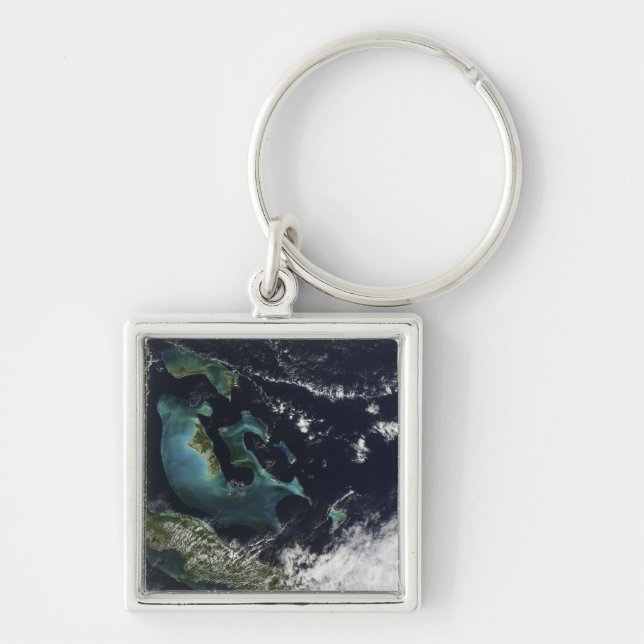 Satellite view of the Bahama Islands Keychain (Front)