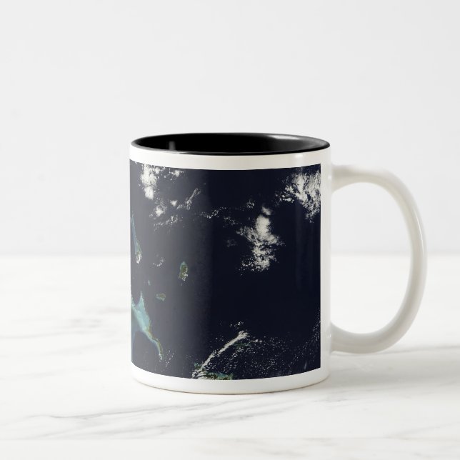 Satellite view of the Bahama Islands Two-Tone Coffee Mug (Right)