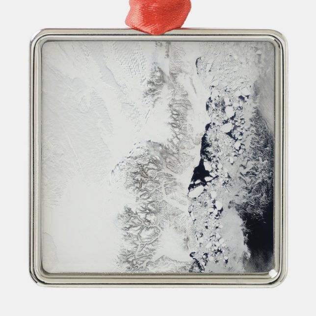 Satellite view of the eastern coast of Greenlan Metal Ornament (Front)