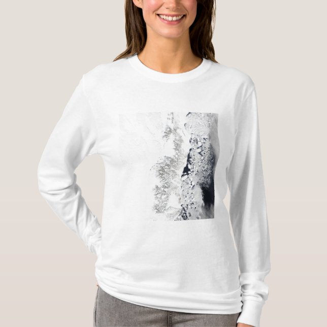 Satellite view of the eastern coast of Greenlan T-Shirt (Front)