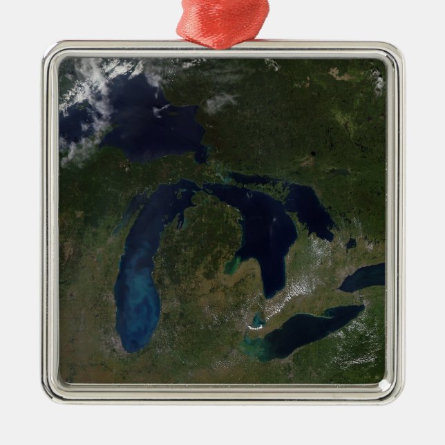 Satellite view of The Great Lakes Metal Ornament (Front)