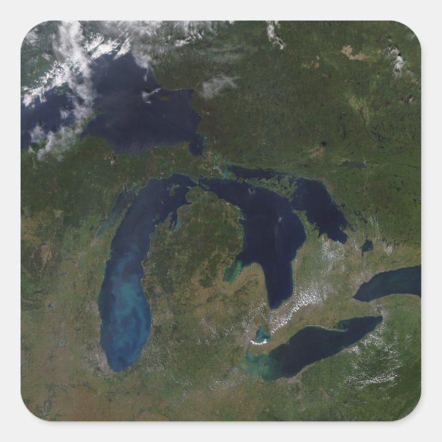 Satellite view of The Great Lakes Square Sticker (Front)