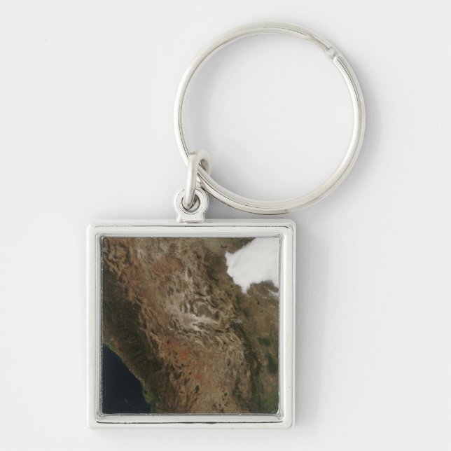 Satellite view of the landscape of central Mexi Keychain (Front)