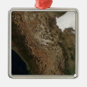 Satellite view of the landscape of central Mexi Metal Ornament
