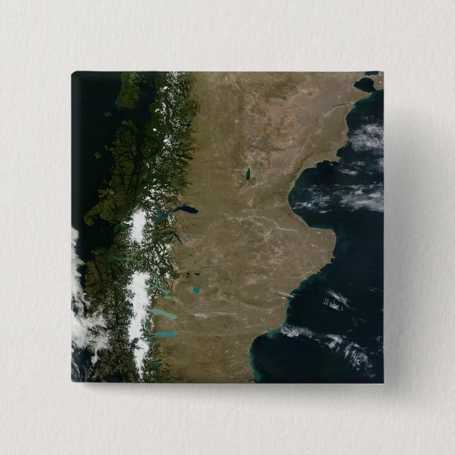 Satellite view of the Patagonia region Pinback Button (Front)