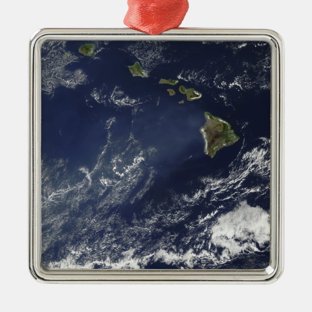 Satellite view of volcanic fog metal ornament (Front)