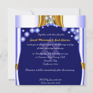 Satin and stars chuppah Jewish wedding Invitation