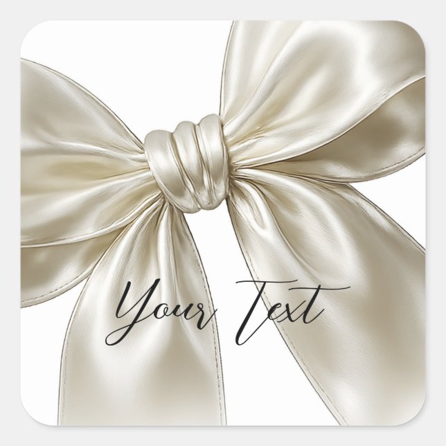 Satin Bow Tying The Knot Posh Bridal Shower  Square Sticker (Front)