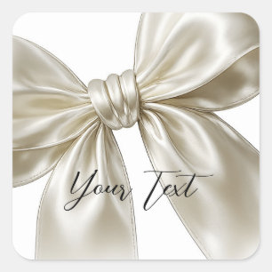 Satin Bow Tying The Knot Posh Bridal Shower Square Sticker