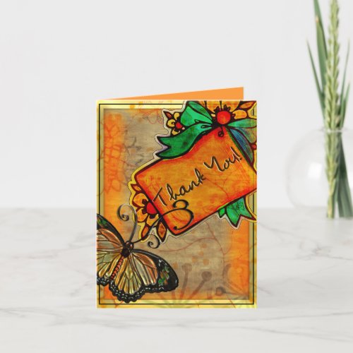 Satin Butterfly in Orange _ Personalized Thank You
