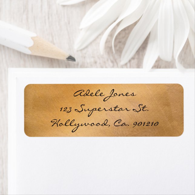 Satin Copper Gold Metallic Glaze Custom Return Label (Insitu)