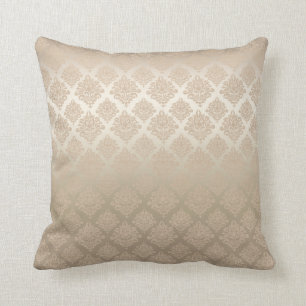 Satin Damask taupe beige Throw Pillow
