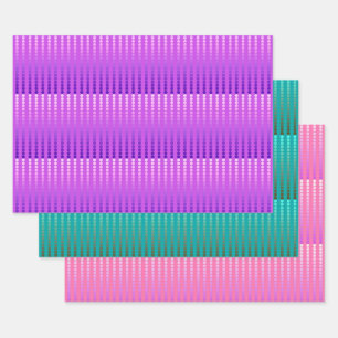 Satin Dots, Amethyst Purple, Turquoise and Pink Wrapping Paper Sheets