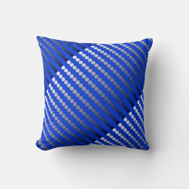 Satin dots - cobalt blue and pewter throw pillow (Front)