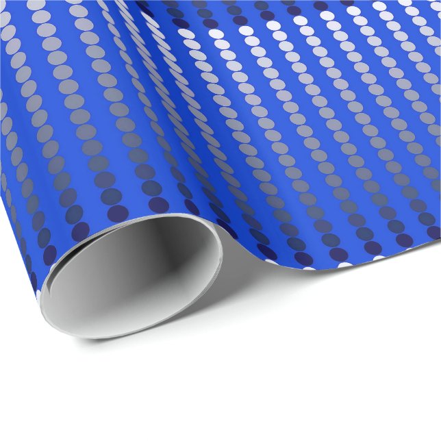 Satin dots - cobalt blue and pewter wrapping paper (Roll Corner)