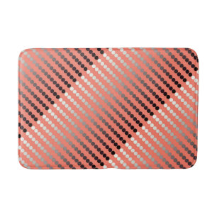 Satin dots - coral and pewter bathroom mat