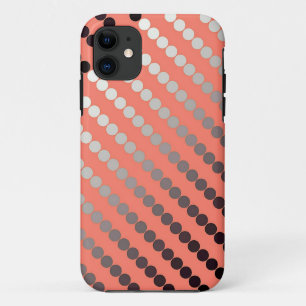 Satin dots - coral and pewter iPhone 11 case