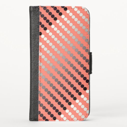 Satin dots _ coral and pewter iPhone x wallet case