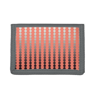 Satin dots - coral and pewter tri-fold wallet